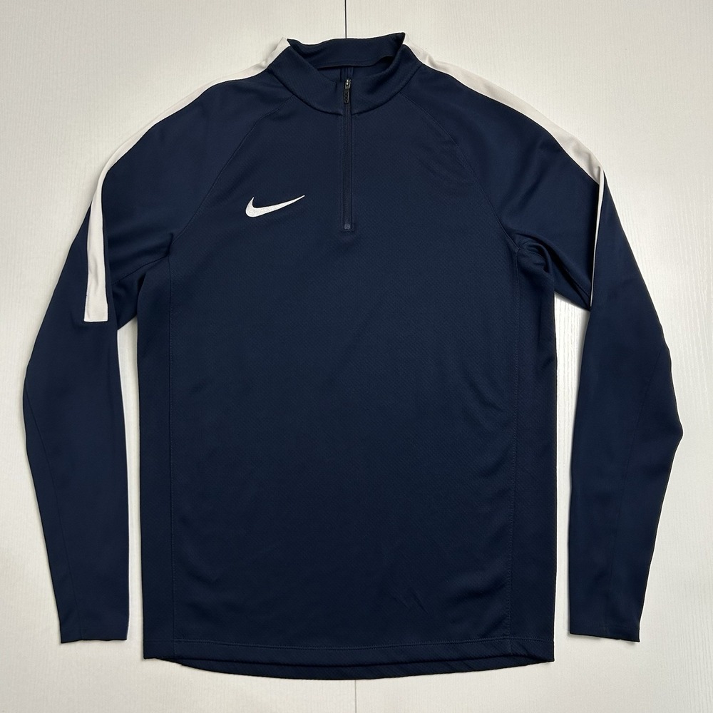 Nike Dri Fit Drill Top Mens Medium Blue White Football Training Pullover Strike